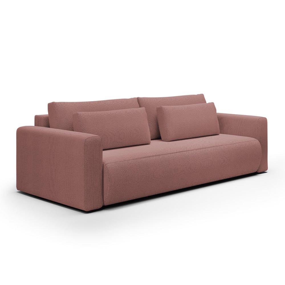 Canapé convertible 3 places coffre bois de pin rose - Maisons du Monde