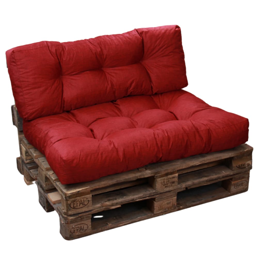 Coussins palette lot en polyester rouge 120x80x15 cm
