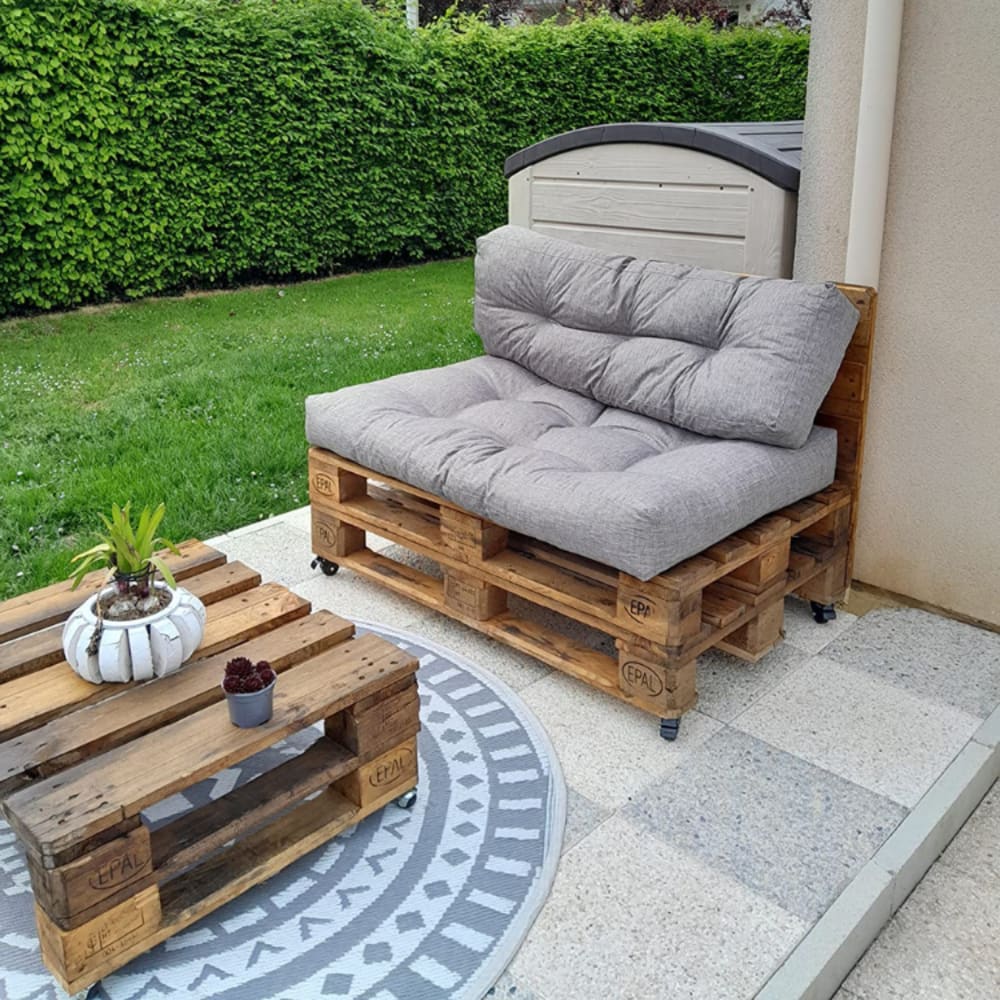 Coussins palette lot en polyester gris 120x80x15 cm - Maisons du Monde