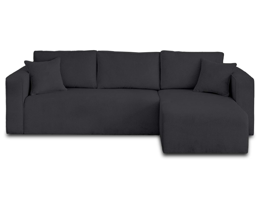 Canapé d'angle réversible convertible 4 places en velours texturé noir - Maisons du Monde