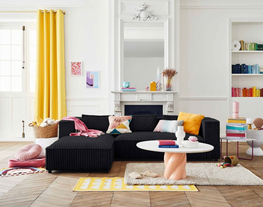 Stella - canapé d'angle gauche - 4 places - en velours côtelé grosses