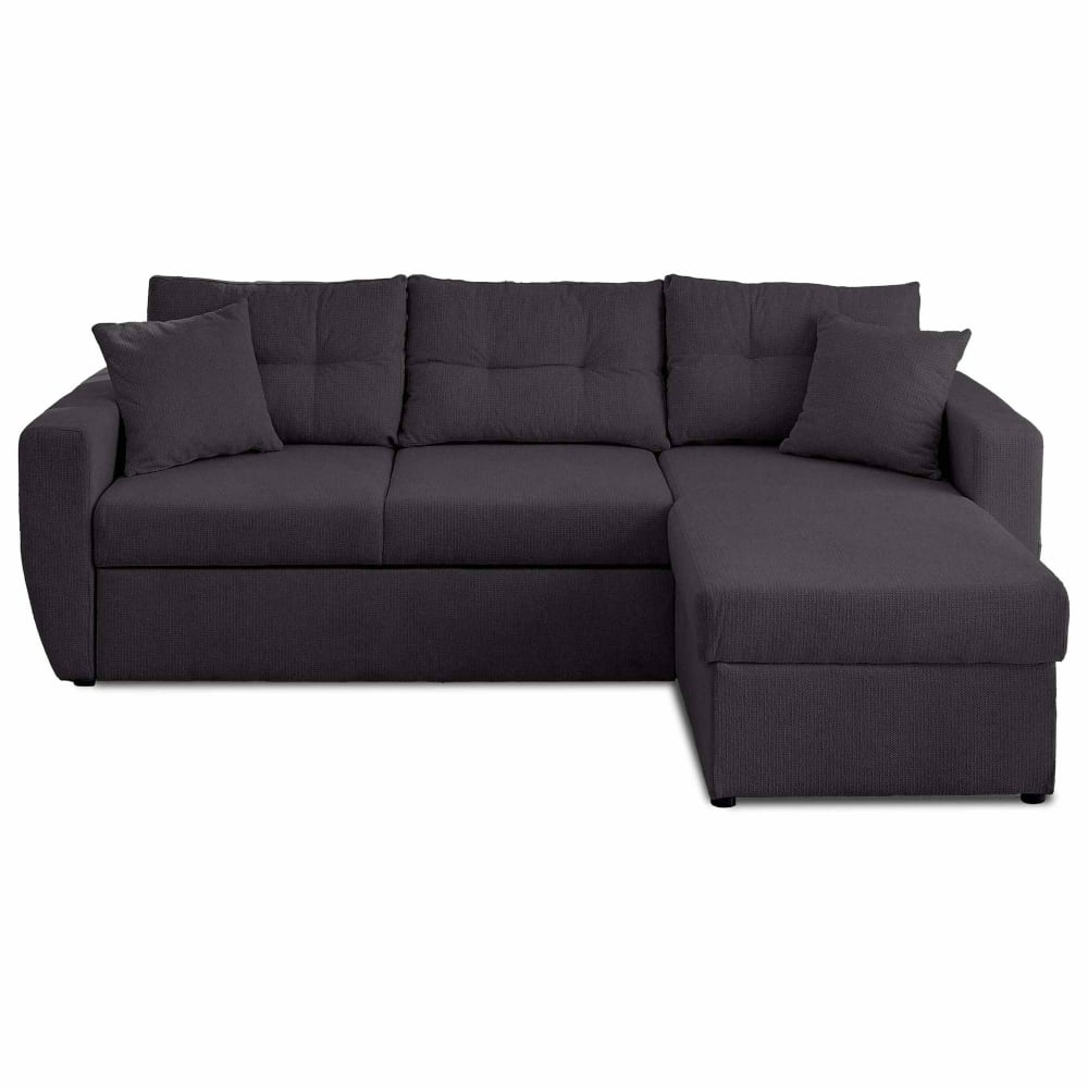 Canapé d'angle réversible convertible 4 places en tissu gris foncé
