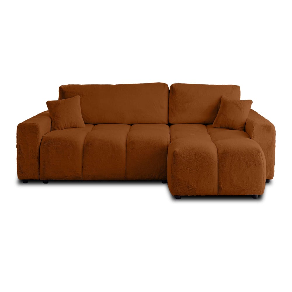 Canapé d'angle réversible convertible 4 places en fausse fourrure