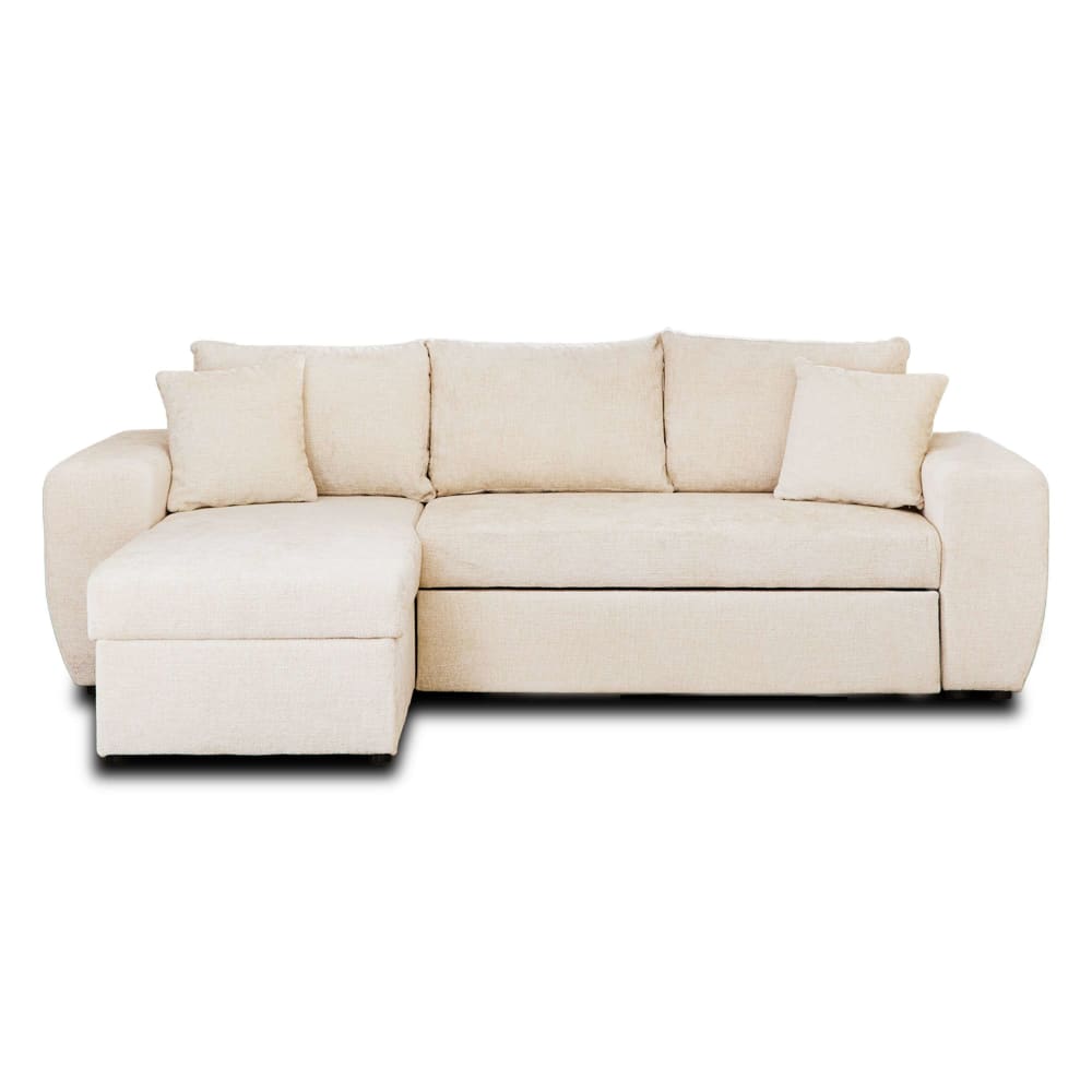 Canapé d'angle réversible convertible 4 places en velours beige