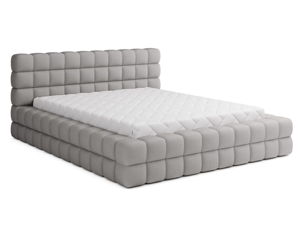 Lit coffre king size 180x200 sommier inclus gris - Maisons du Monde