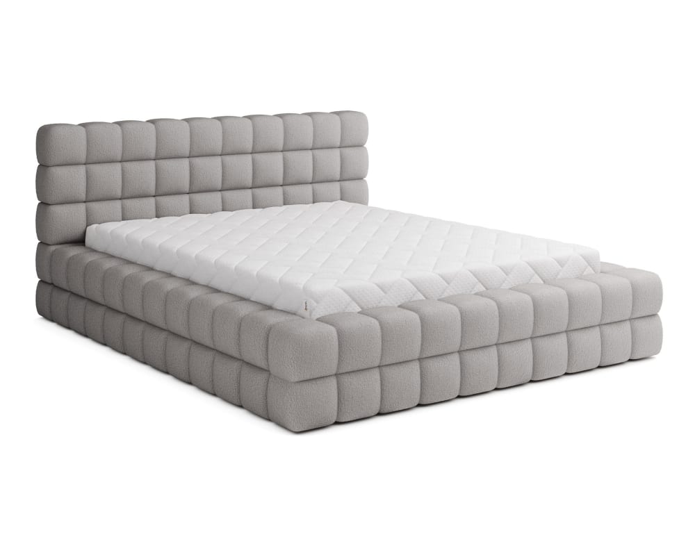 Lit coffre queen size 160x200 sommier inclus gris - Maisons du Monde