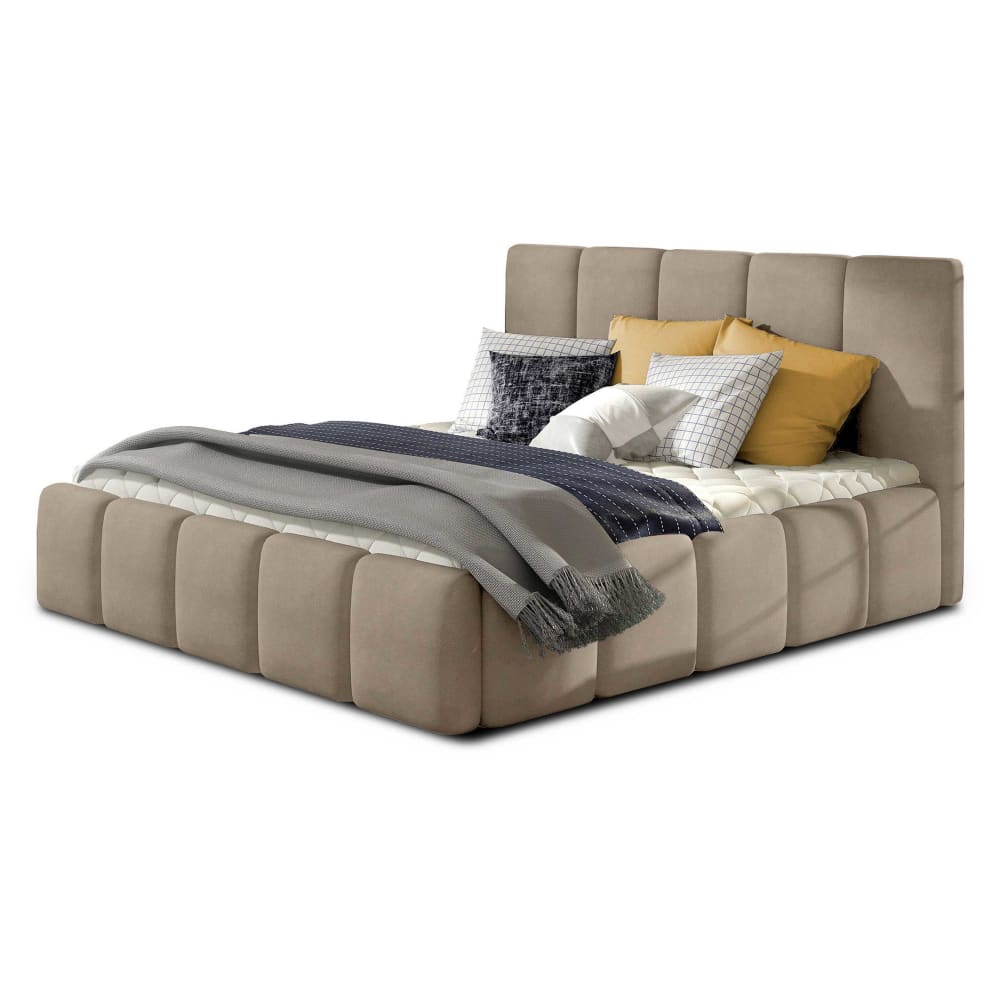 Lit coffre 140x200 sommier inclus taupe — Beyit