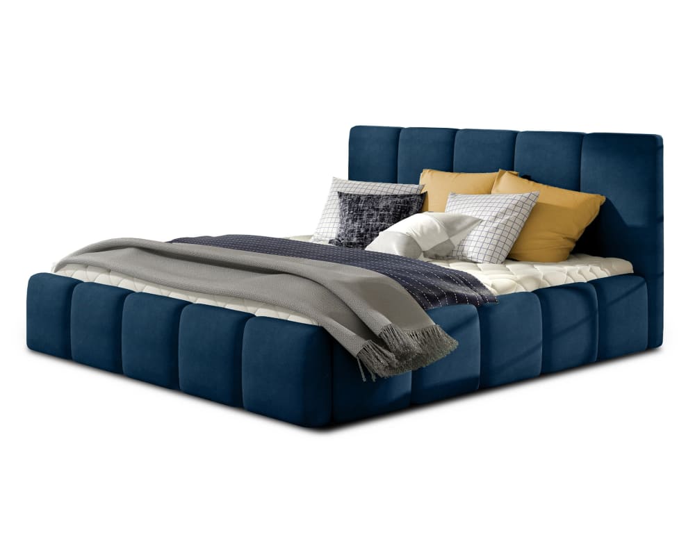 Lit coffre king size 180x200 sommier inclus bleu nuit - Maisons du Monde