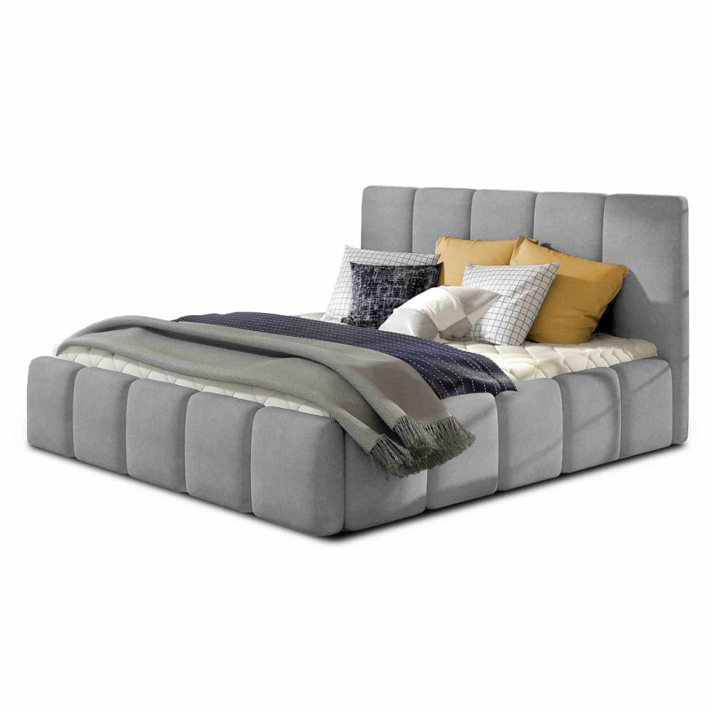 Lit coffre 140x200 sommier inclus gris clair — Beyit