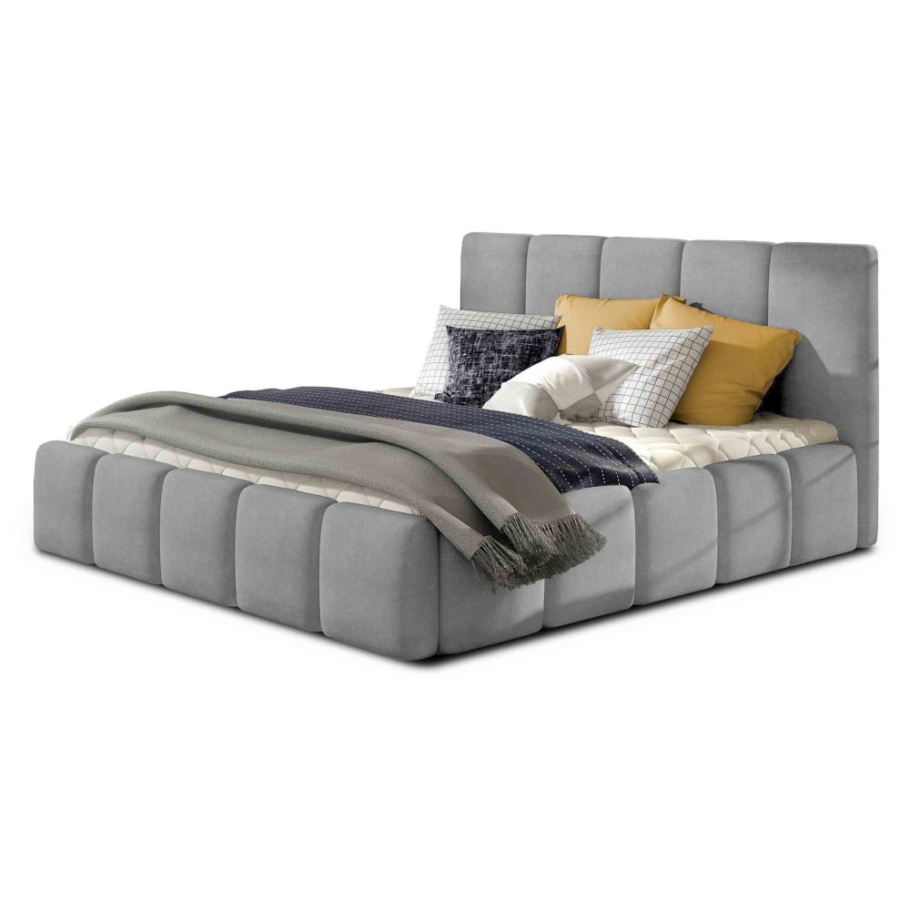 Lit coffre queen size 160x200 sommier inclus gris clair Lit coffre queen size 160x200 sommier inclus gris clair