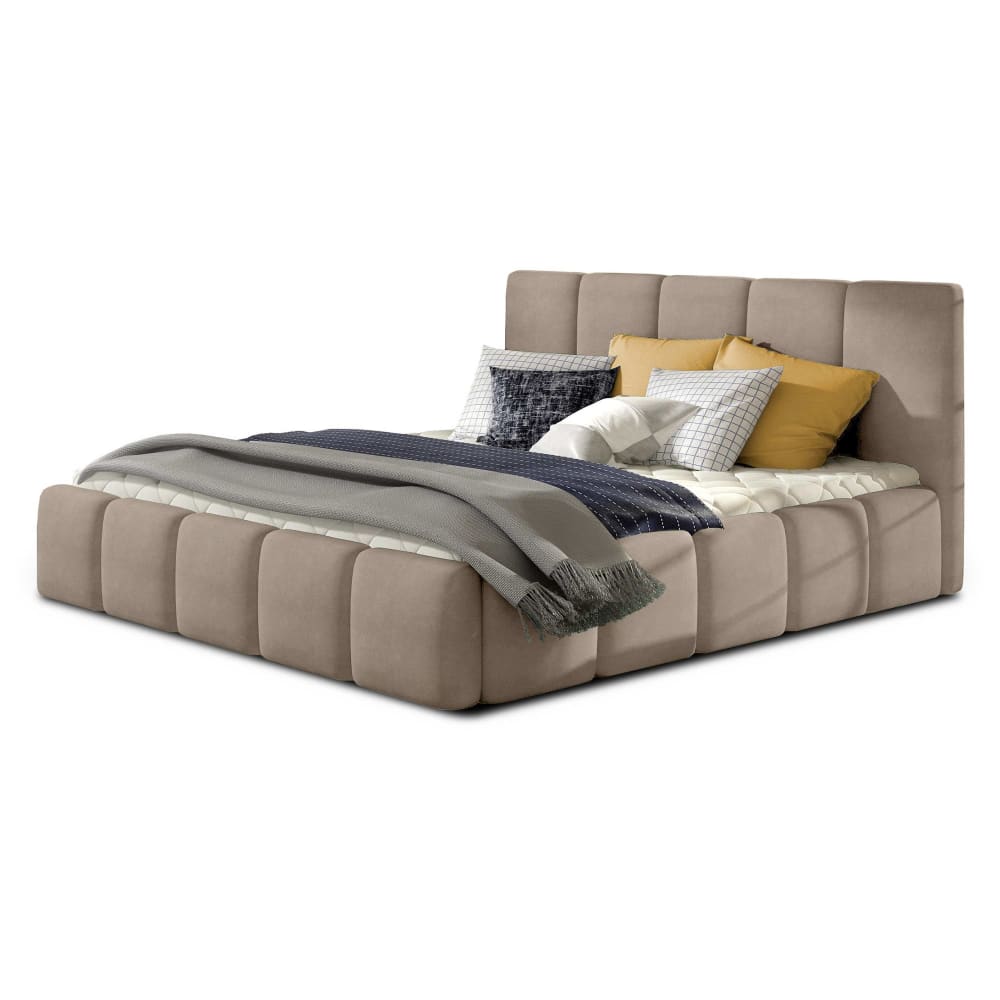 Lit coffre king size 180x200 sommier inclus taupe Lit coffre king size 180x200 sommier inclus taupe