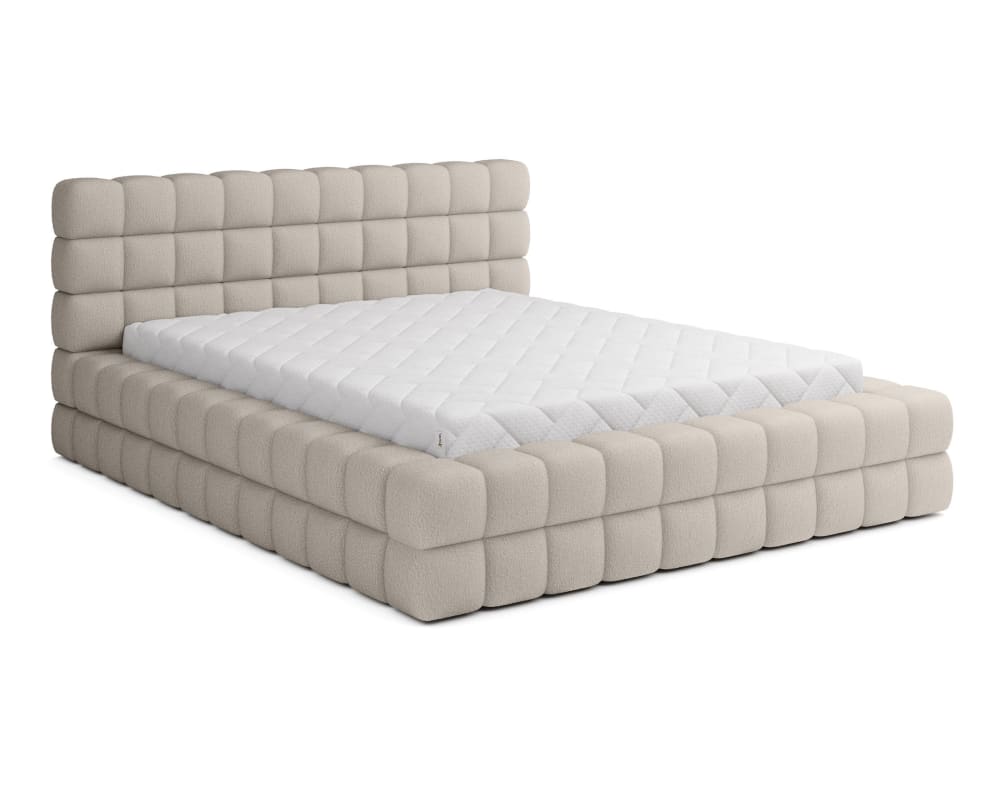 Lit coffre queen size 160x200 sommier inclus beige - Maisons du Monde