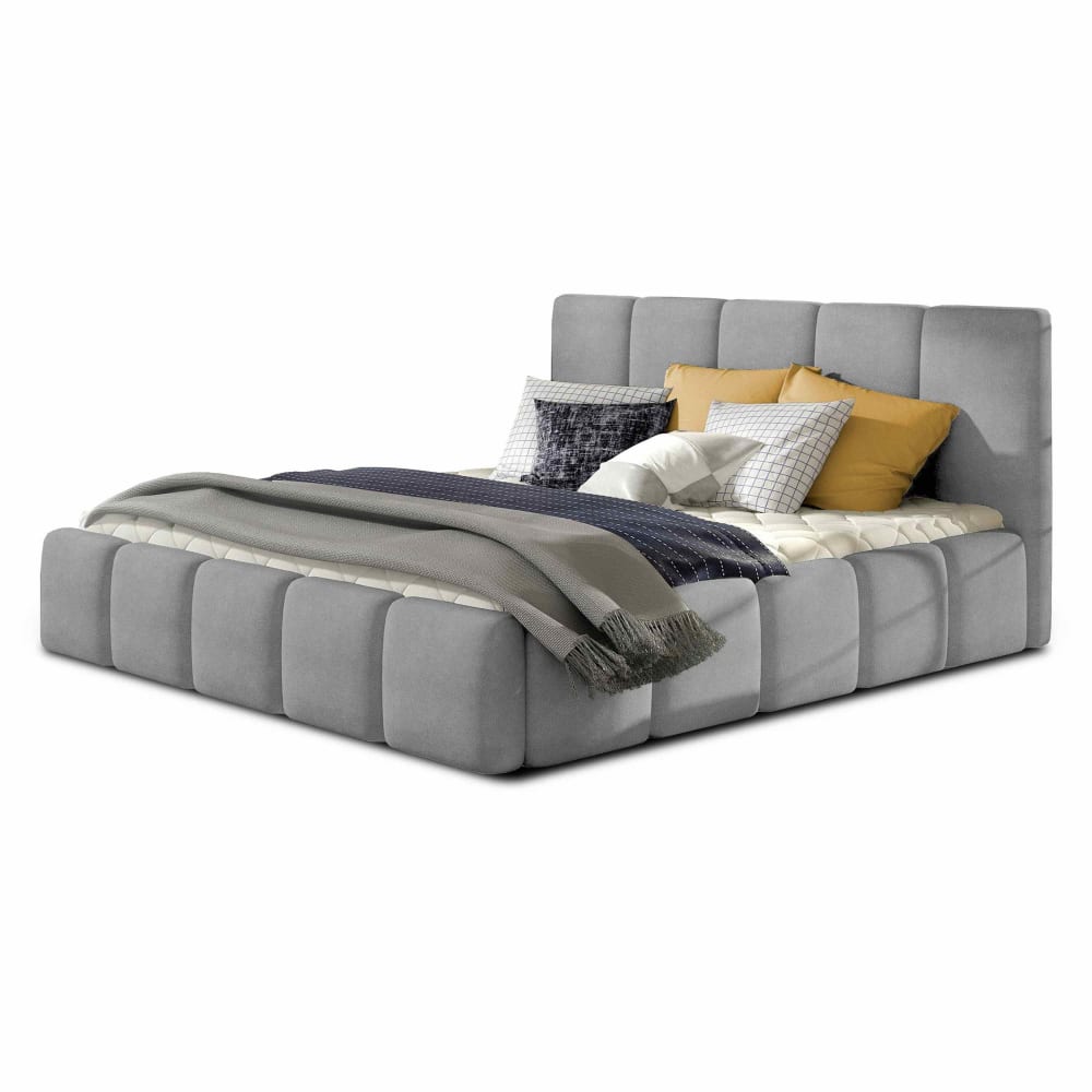 Lit coffre en Velours 180x200 cm gris clair