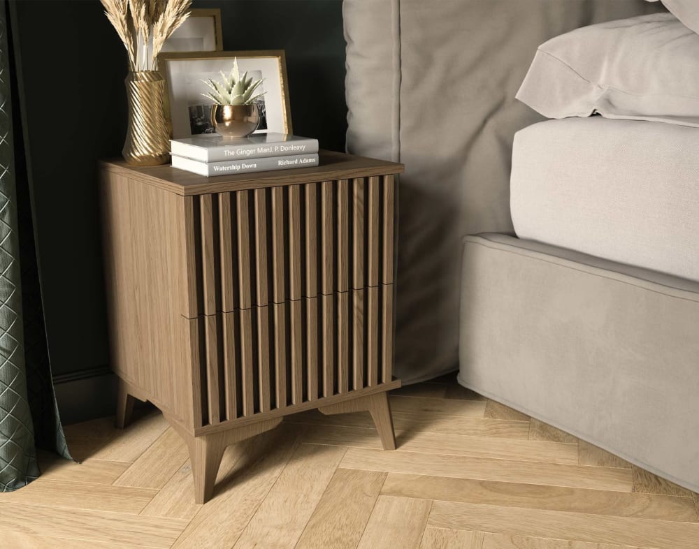 Table de chevet Contemporain 2 tiroirs 40 cm bois