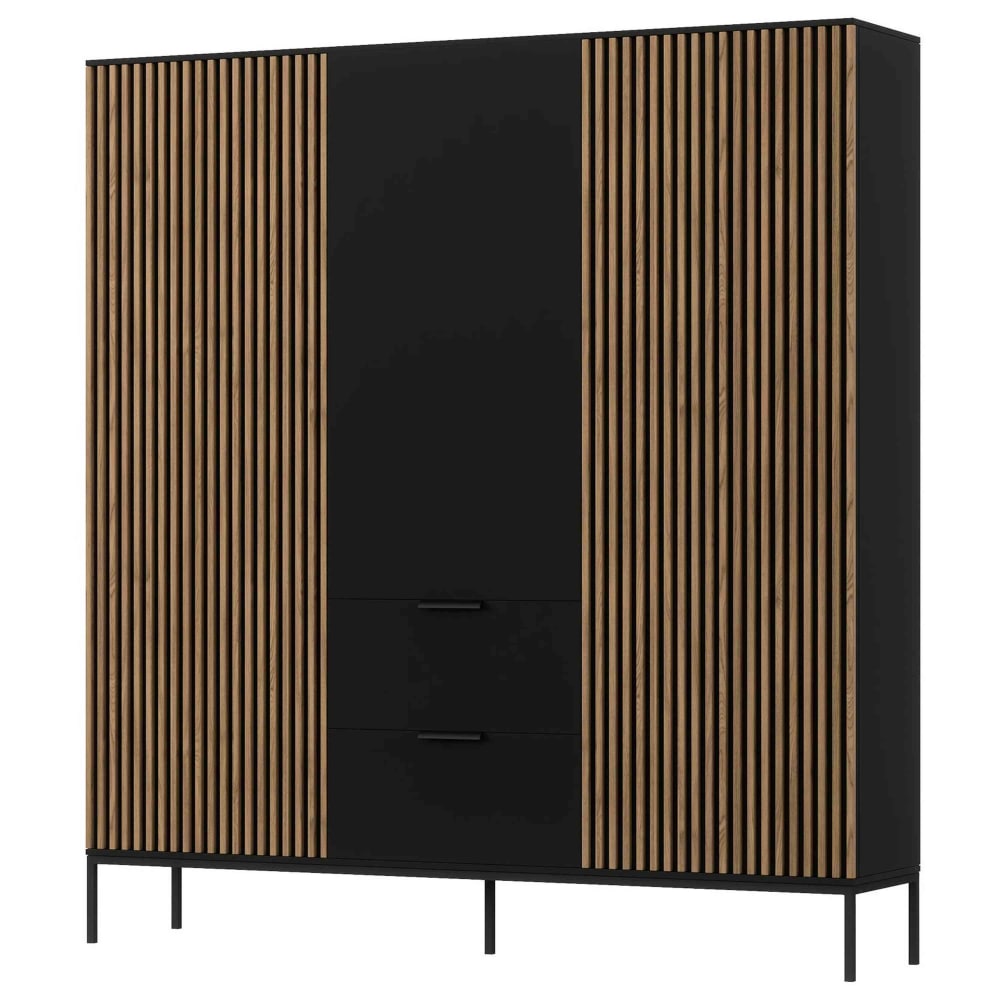 Armoire   effet bois et noir   185x200 cm noir / bois — Beyit