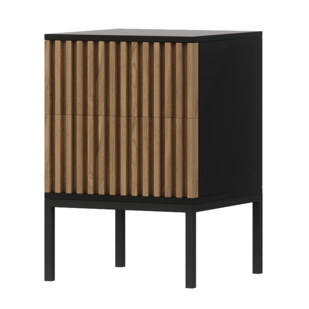 Table de chevet Contemporain 2 tiroirs 40 cm bois / noir