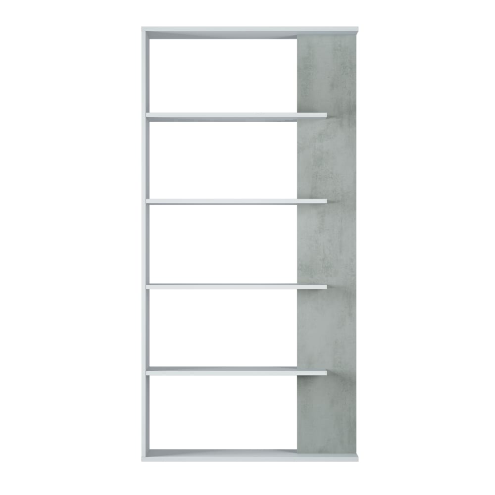 Bibliothèque 4 tablettes L90cm x H180cm - Blanc / Béton