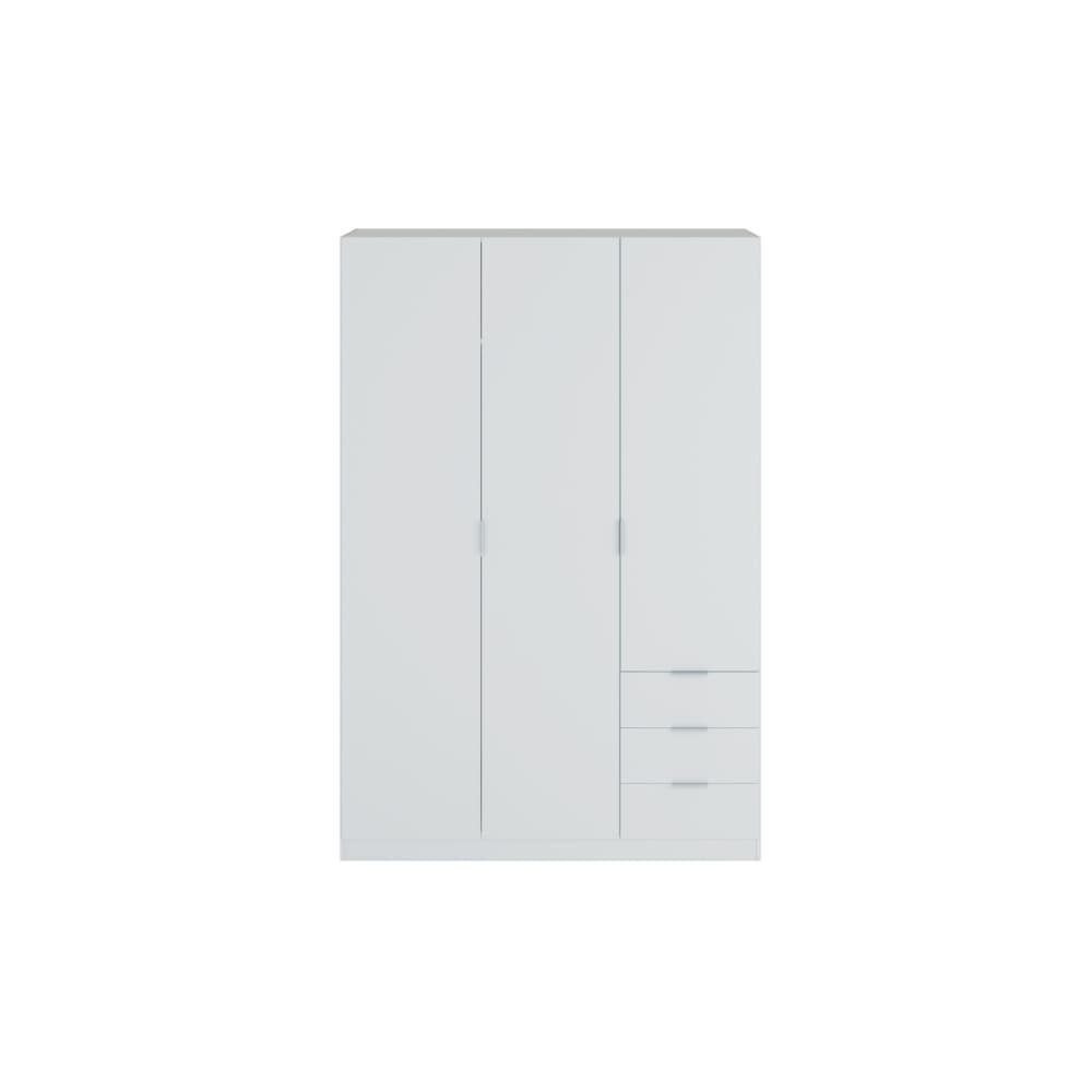 Armoire 3 portes et 3 tiroirs L121 x H180 cm - Blanc