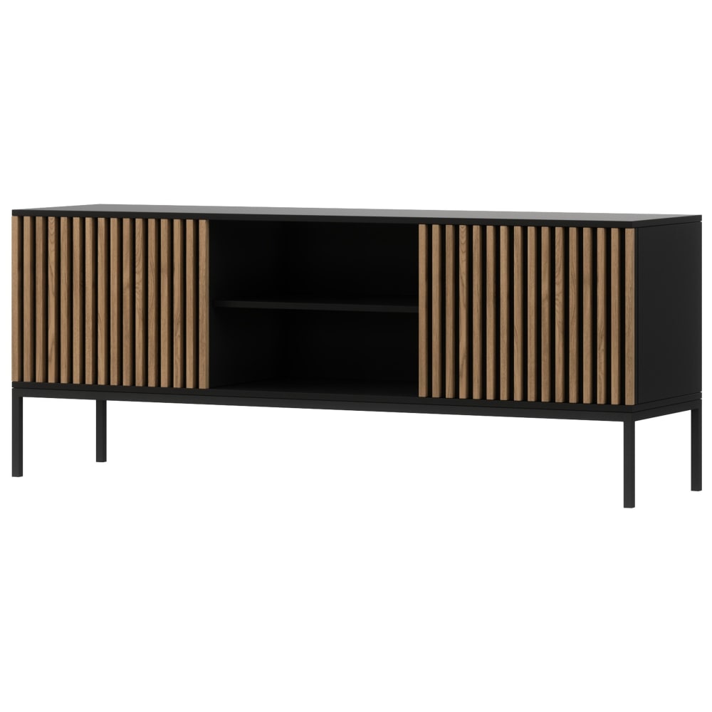 Meuble TV style contemporain 150 cm noir / bois