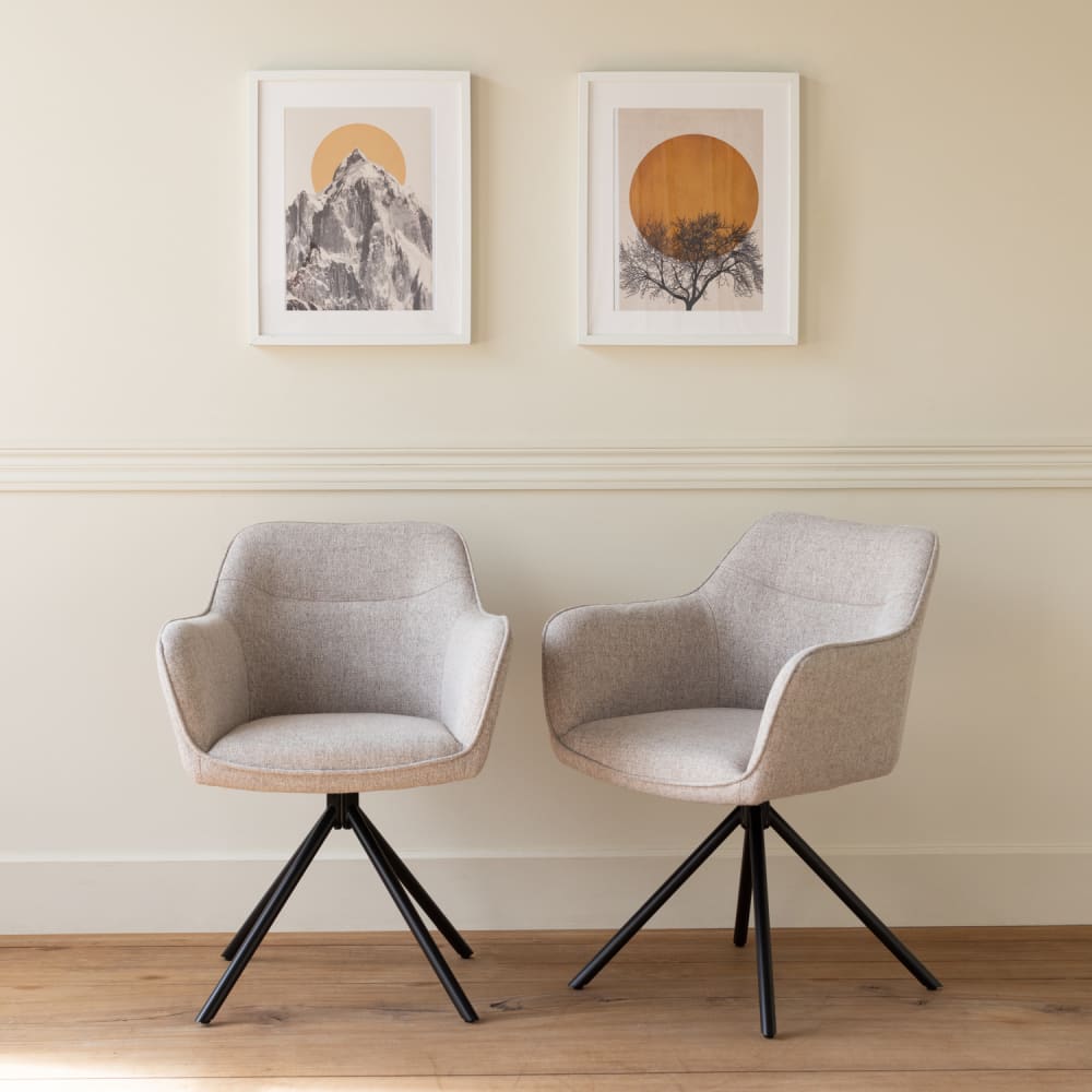 lot de 2 chaises en tissu - gris