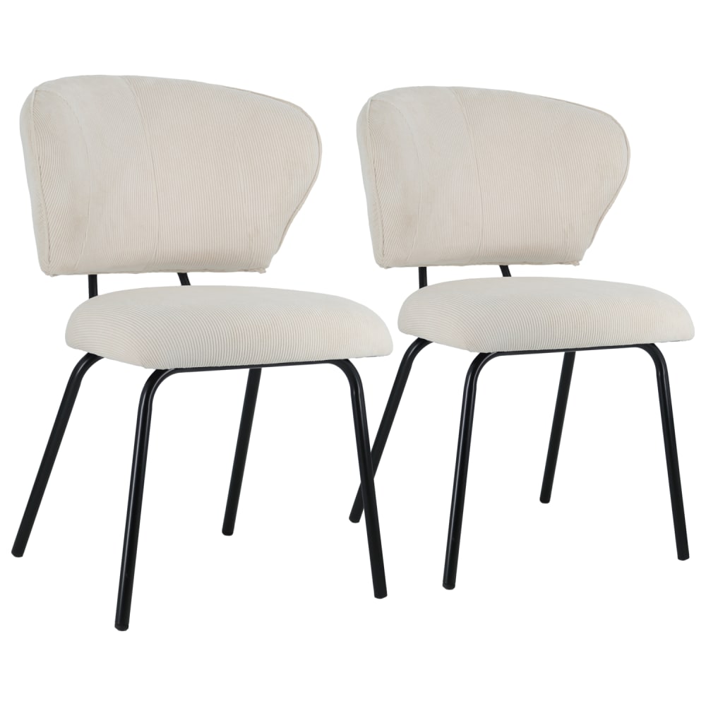 2er Set Stühlen aus beigem Cordstoff - Maisons Du Monde
