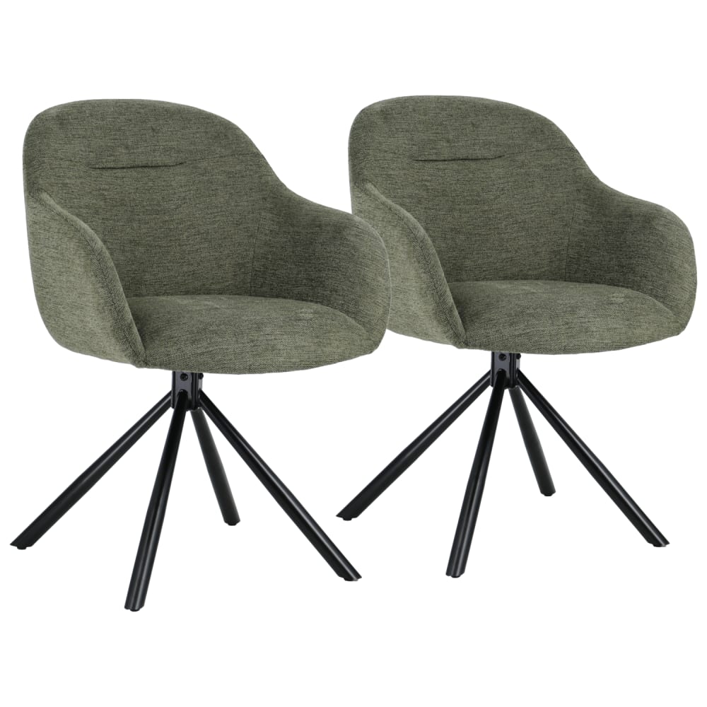 2er Set Stühlen mit grünem Stoffbezug - Maisons Du Monde