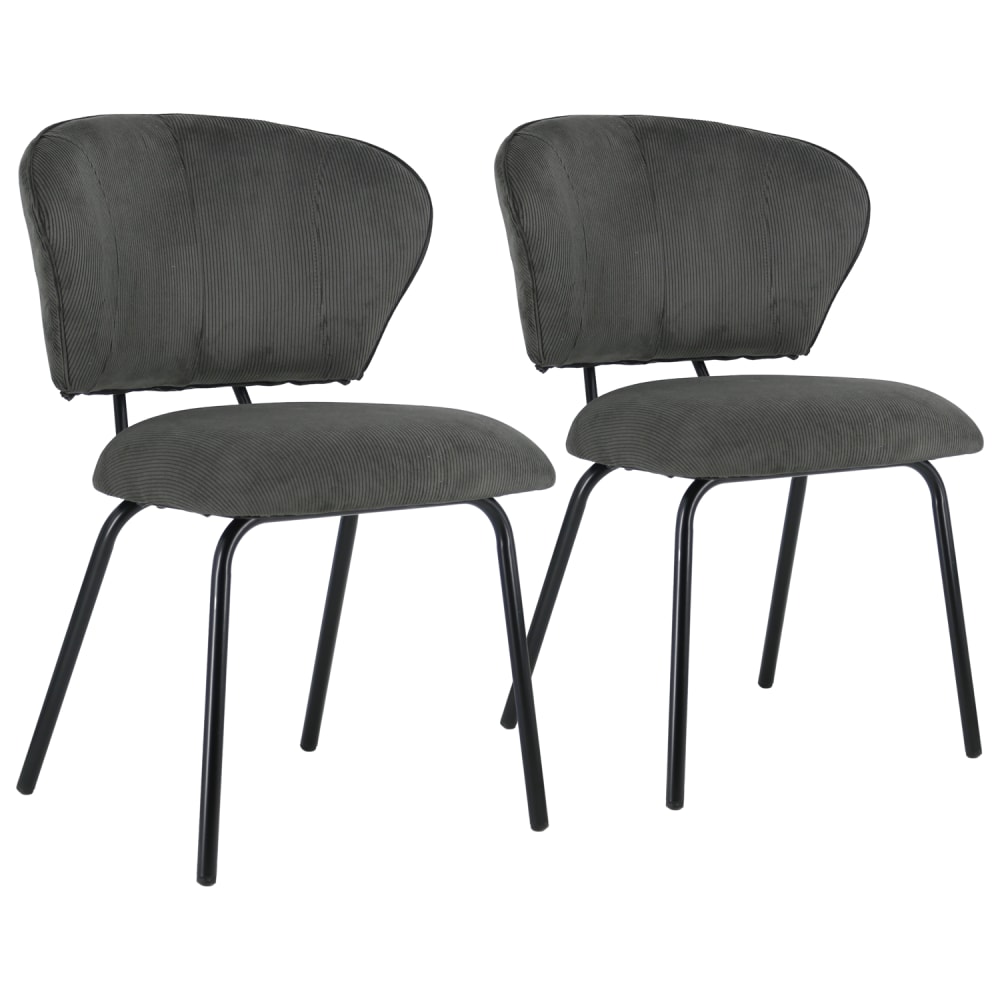 2er Set dunkelgrauen Cord-Stühlen - Maisons Du Monde