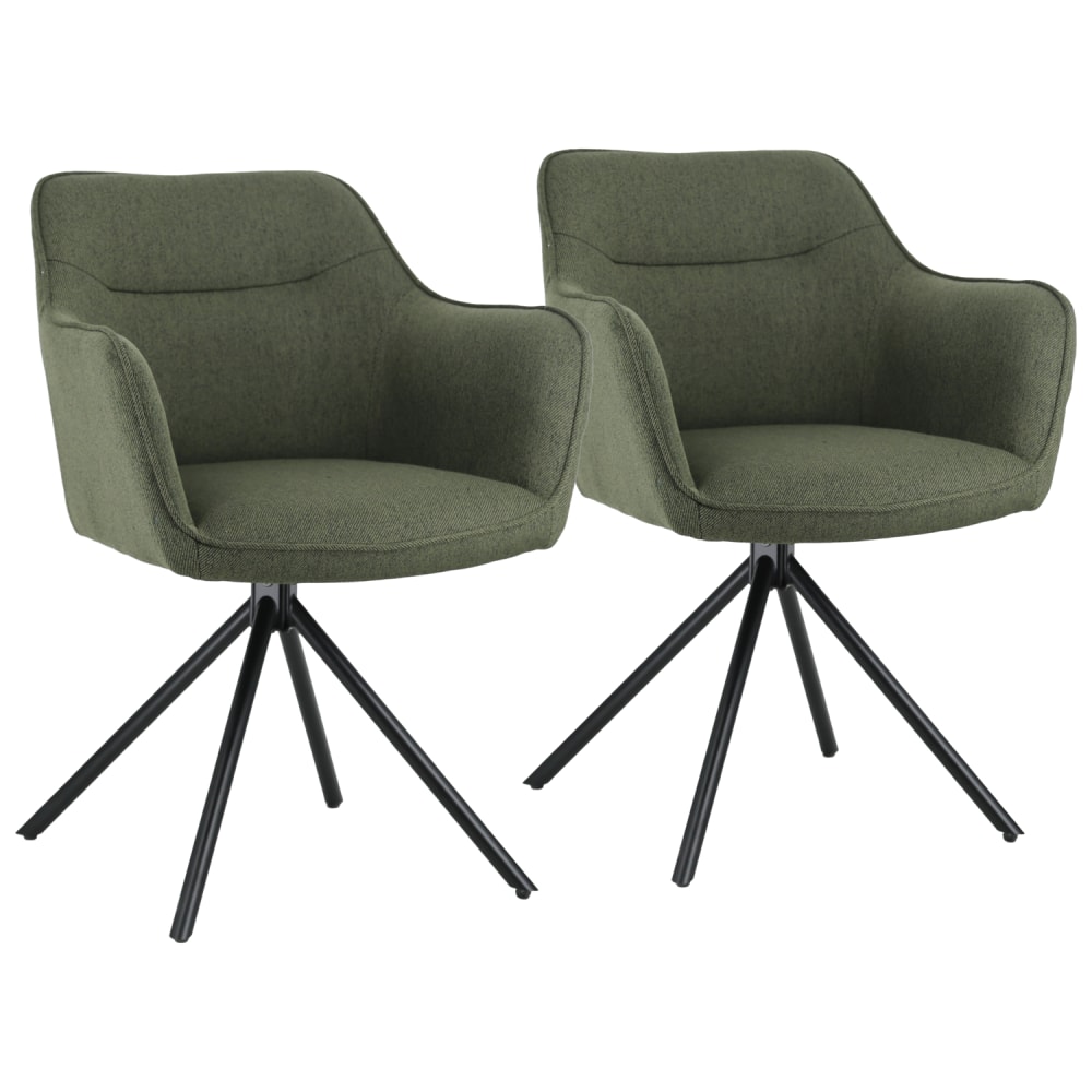 2er Set Stühlen mit grünem Stoffbezug - Maisons Du Monde