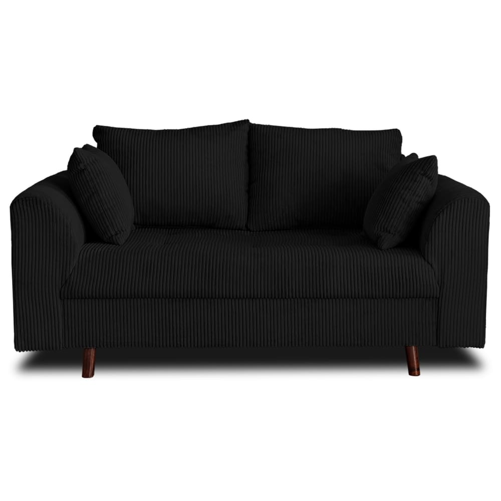 Canapé 2 places en velours côtelé noir