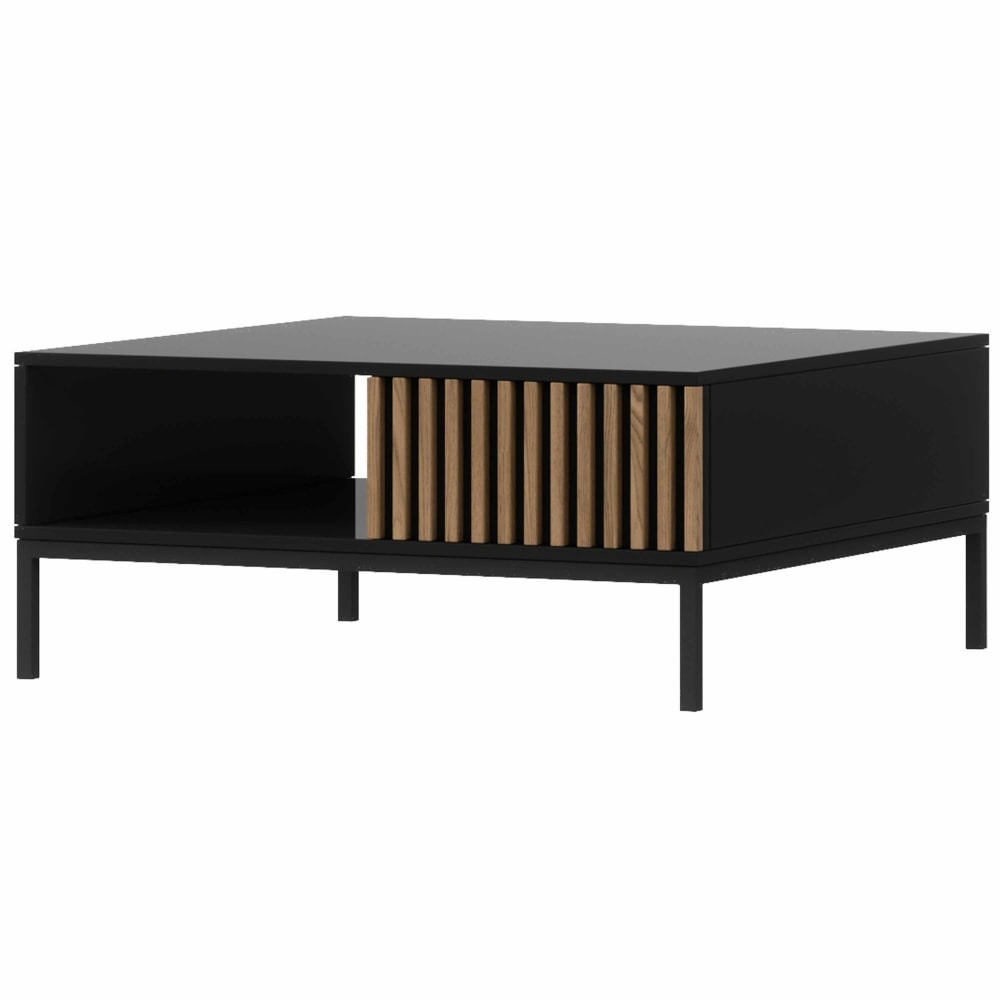 Table basse style contemporain 80 cm noir / bois