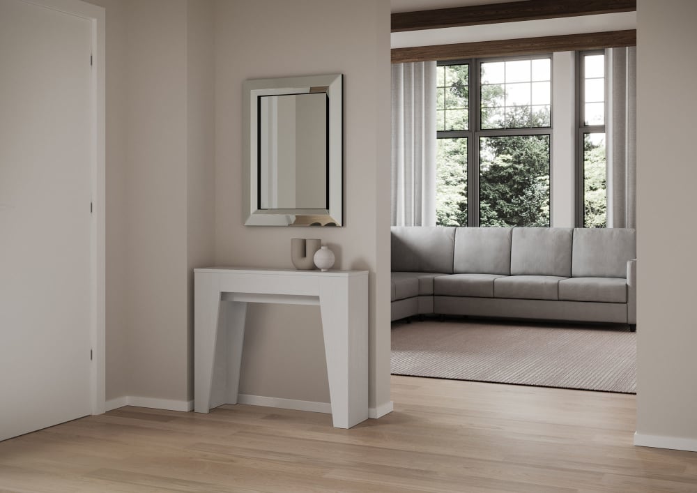 Console extensible 90x25/181 cm effet bois frêne blanc
