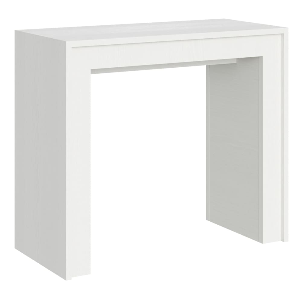 Console extensible effet bois frêne blanc 90x42/302 cm