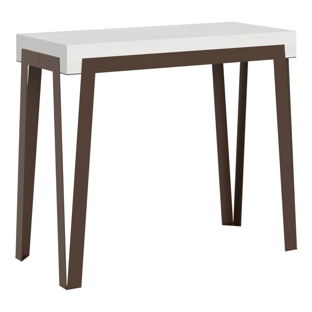 Itamoby Ausziehbarer Konsolentisch 90x40/300cm in Holzoptik Esche weiß, Eisen style modern - Spanplatte