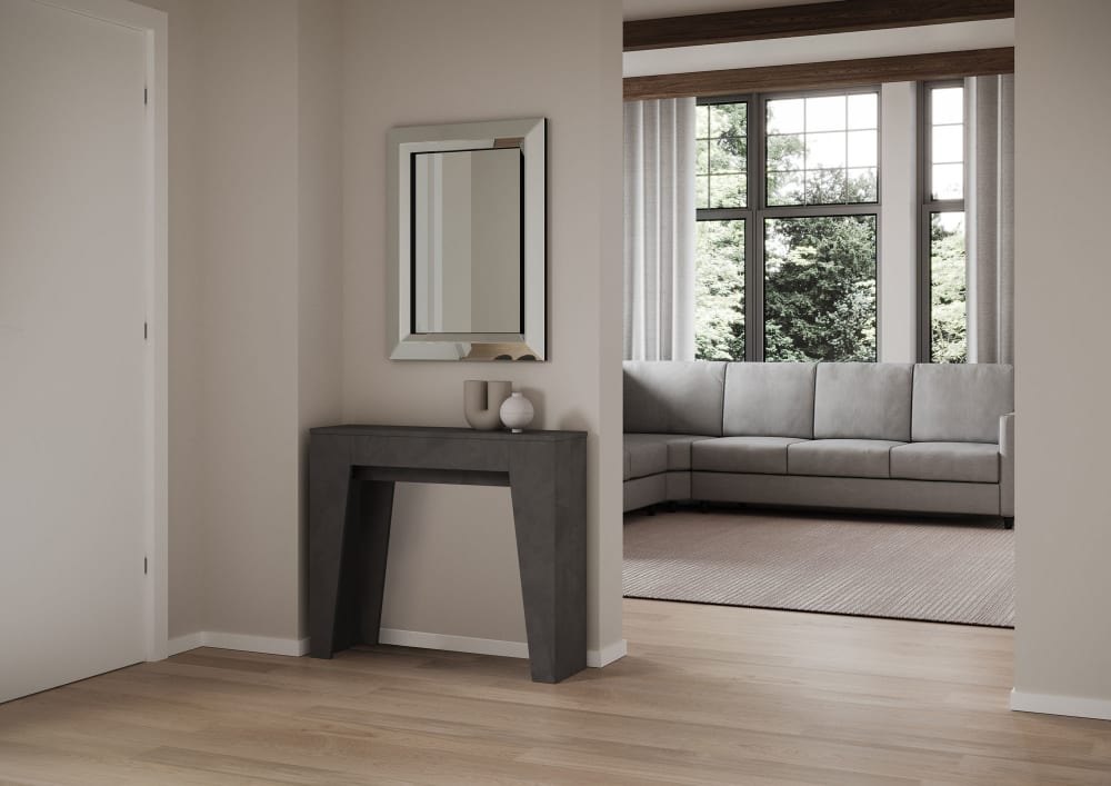 Console extensible 90x25/181 cm effet bois anthracite