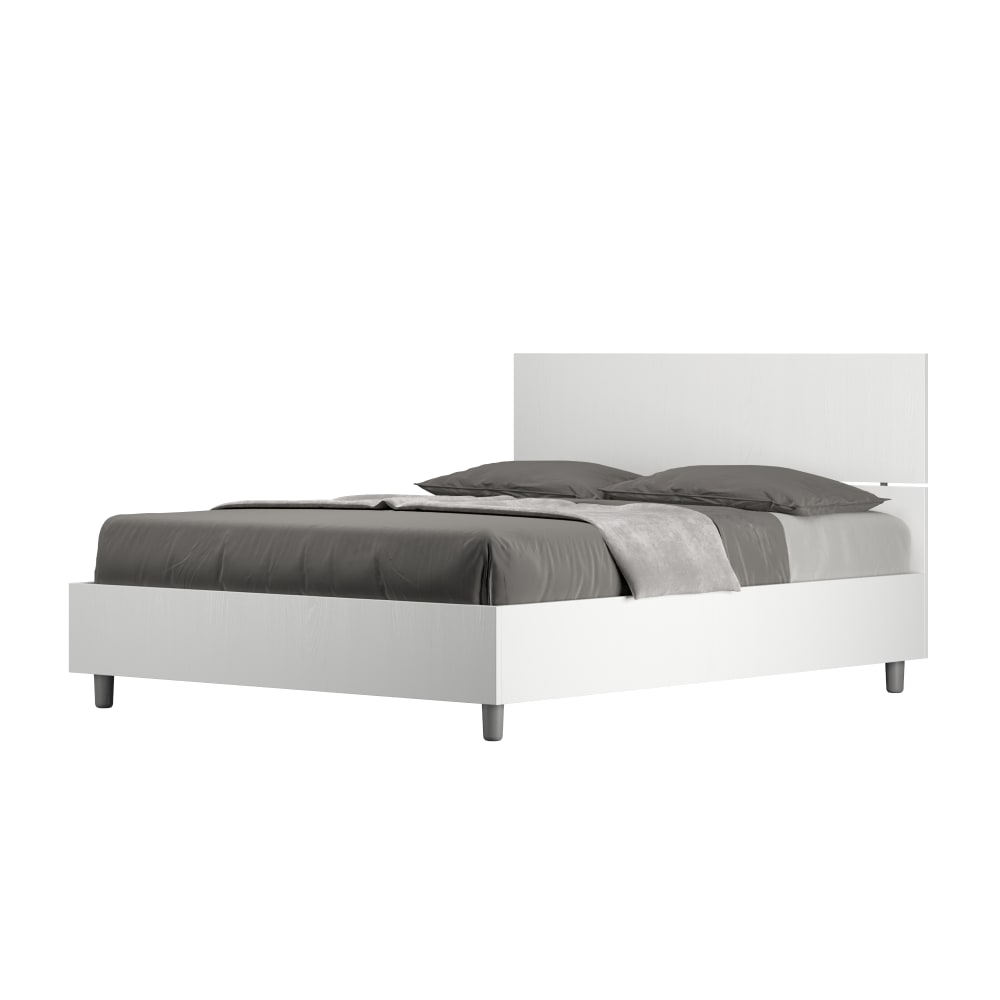 Ityhome Bett mit Bettkasten 140x190 in Holzoptik Esche weiß style modern - Spanplatte