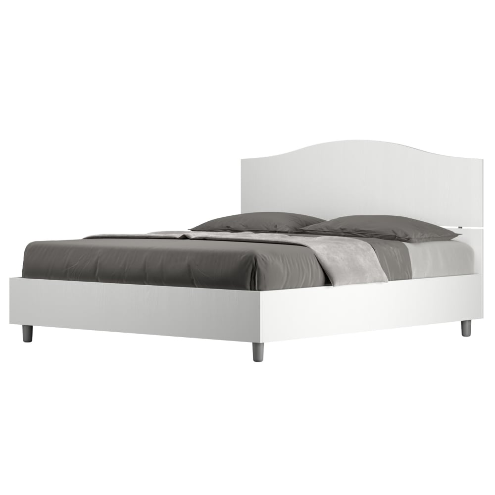 Ityhome Bett mit Bettkasten 160x190 in Holzoptik Esche weiß style modern - Spanplatte