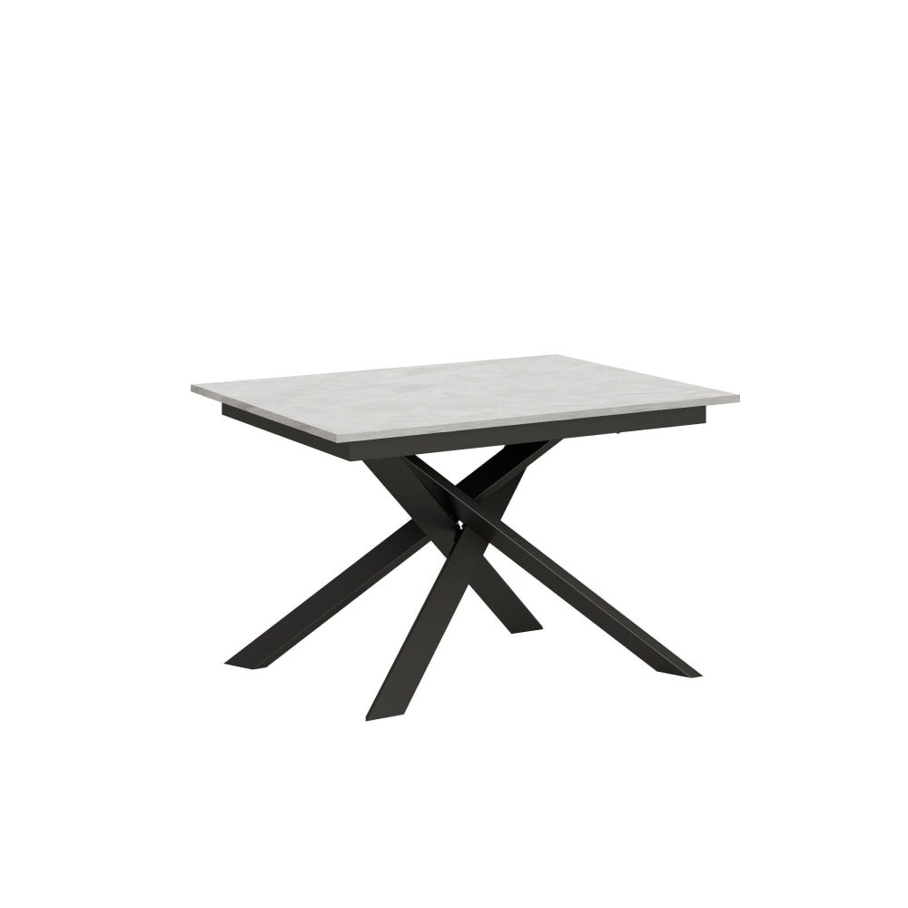 Itamoby Ausziehtisch 90x120/180 cm in Holzoptik weiß gespachtelt, Eisen style modern - Spanplatte