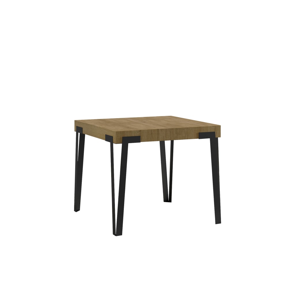 Itamoby Ausziehtisch 90x90/246 cm in Holzoptik Eiche Natur, Eisen style modern Braun Spanplatte