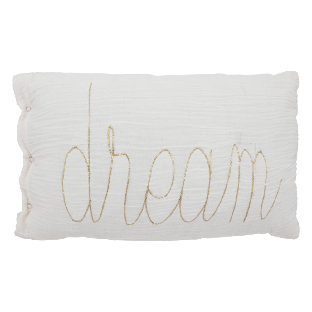 Coussin gaze de coton avec mot doux blanc 30x50 cm