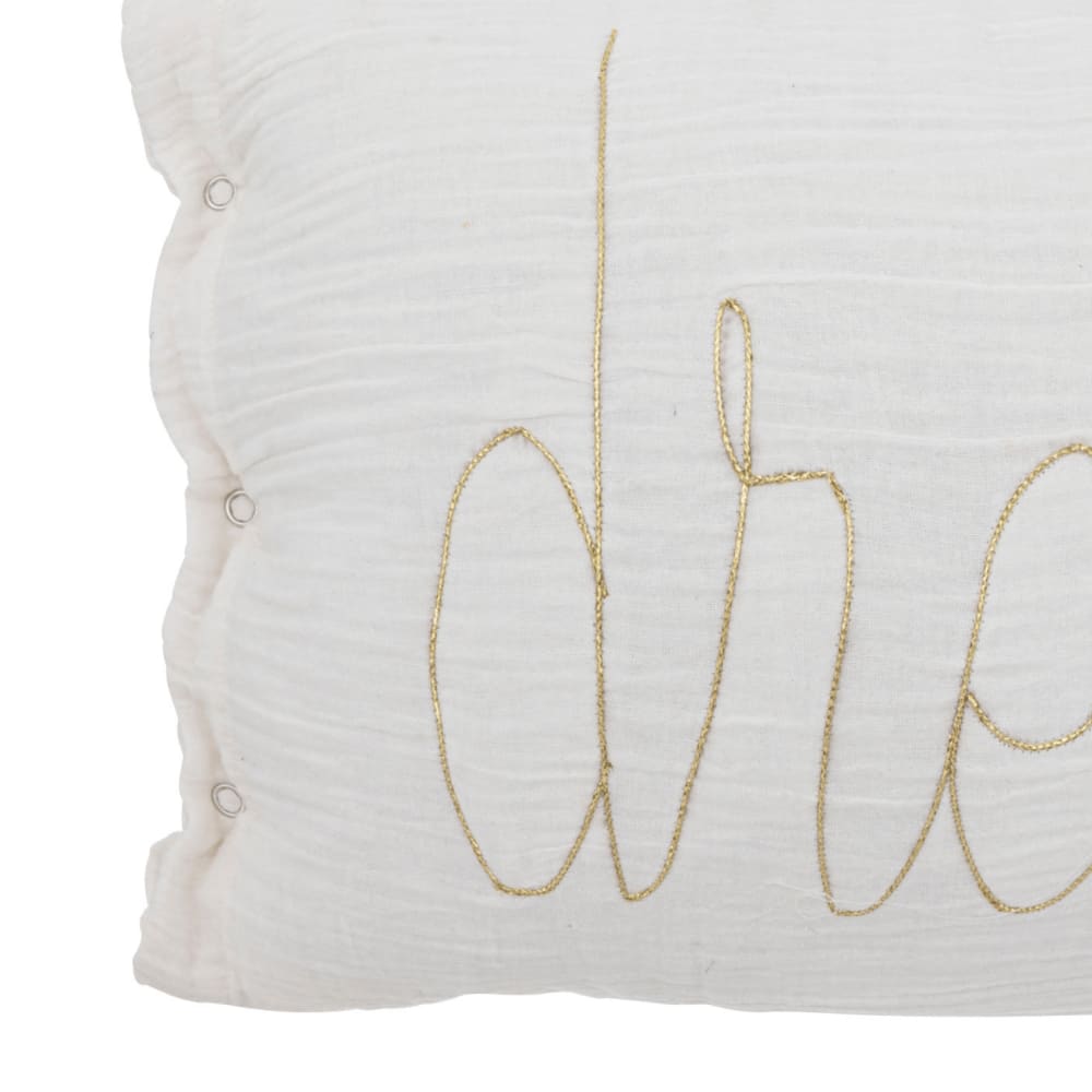 Coussin gaze de coton avec mot doux blanc 30x50 cm - Maisons du Monde