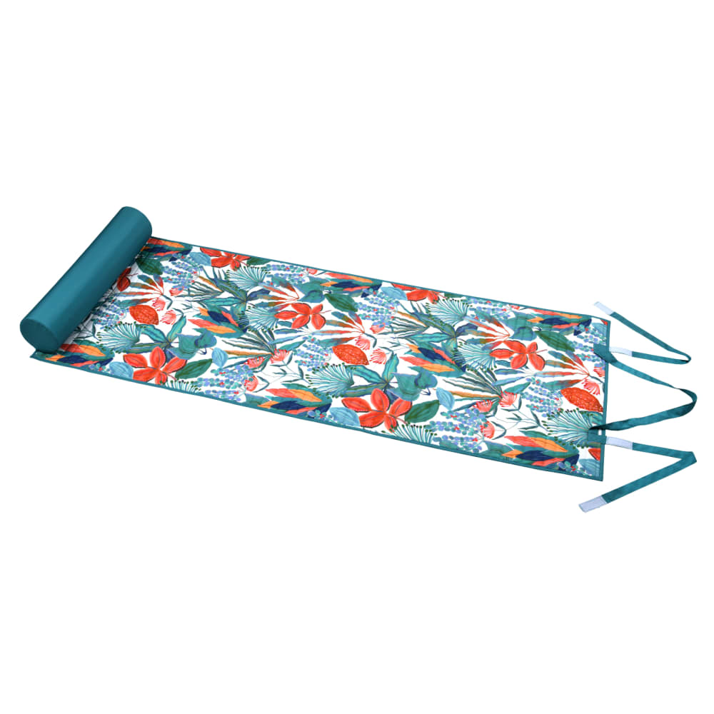 Matelas extérieur de plage à motif exotique polyester vert 60x145 cm