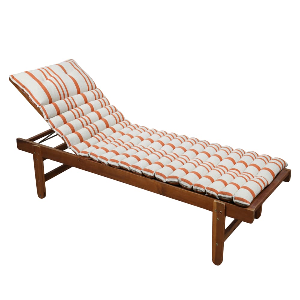 Matelas bain de soleil extérieur à rayures coton orange 180x60 cm