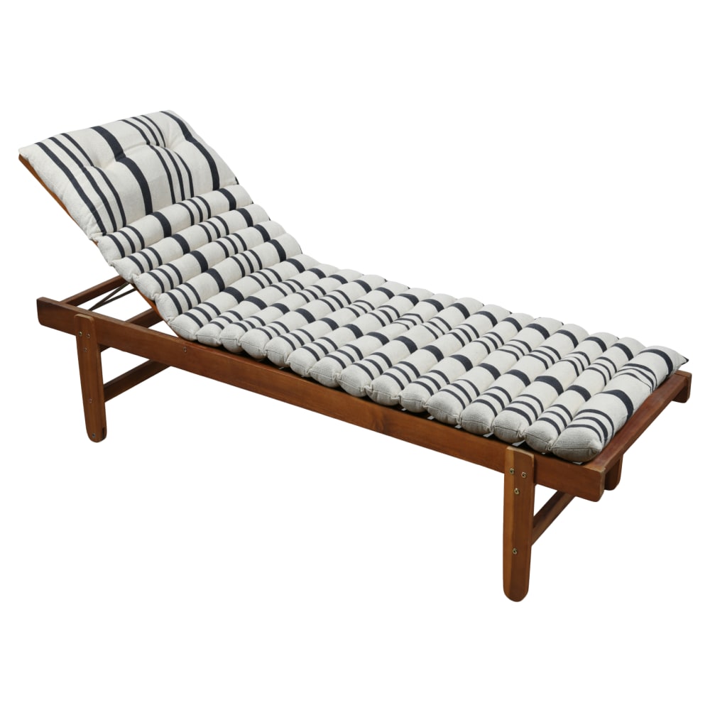 Matelas bain de soleil extérieur à rayures coton gris foncé 180x60 cm