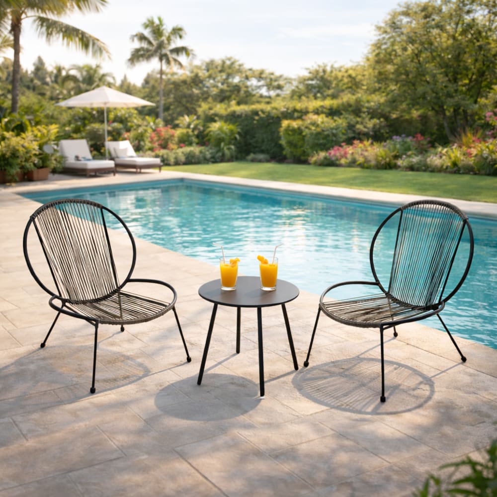 Concept Usine Set aus 2 dunkelgrauen Sesseln + 1 Couchtisch style modern - Stahl