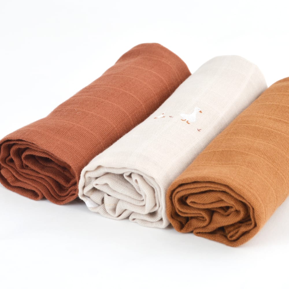 Lot de 3 langes coton bio* 60x60 cm (Little Crevette) - Image 2