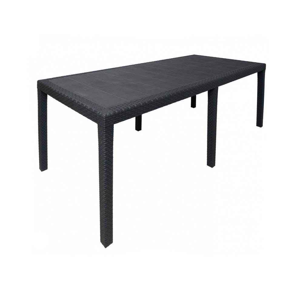Dmora Kunststoff-Gartentisch, Anthrazit 150x90x72 cm style modern Schwarz Pp - Polypropylen