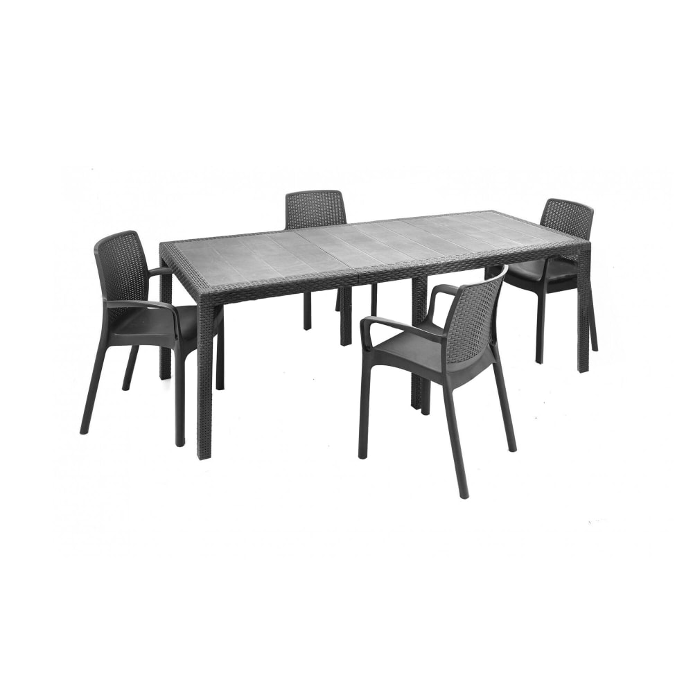 Ensemble table et chaises anthracite 150x90 cm