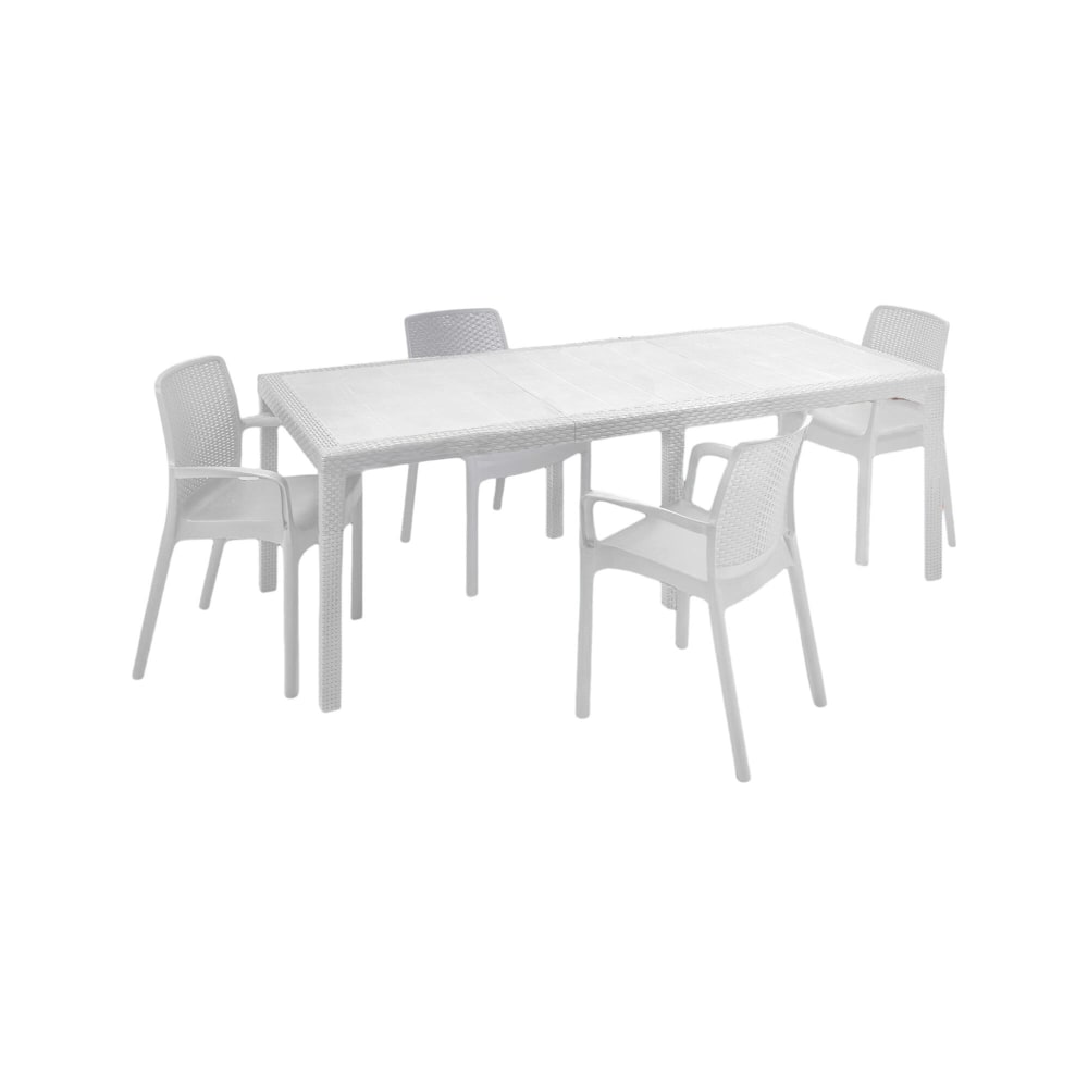 Ensemble table et chaises blanc 150x90 cm