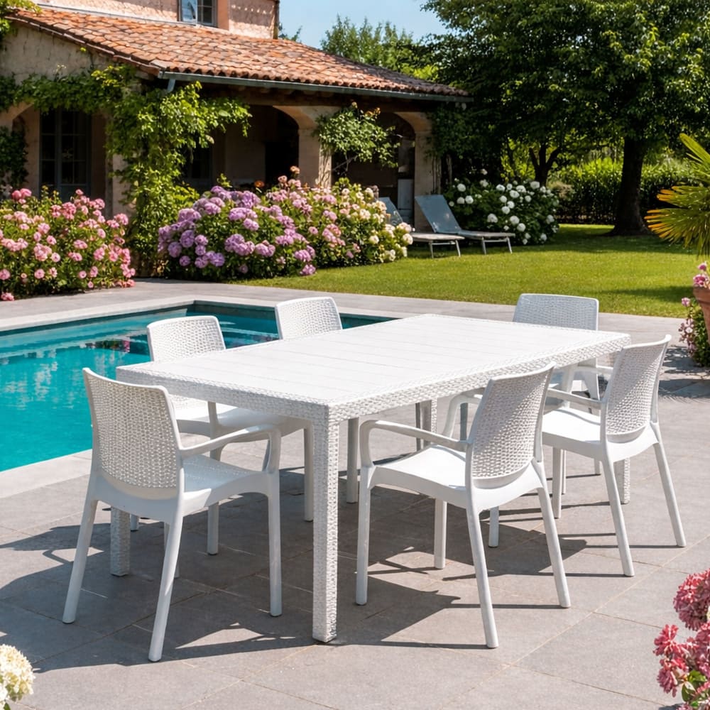 Ensemble table et chaises blanc 150x90 cm - Maisons du Monde