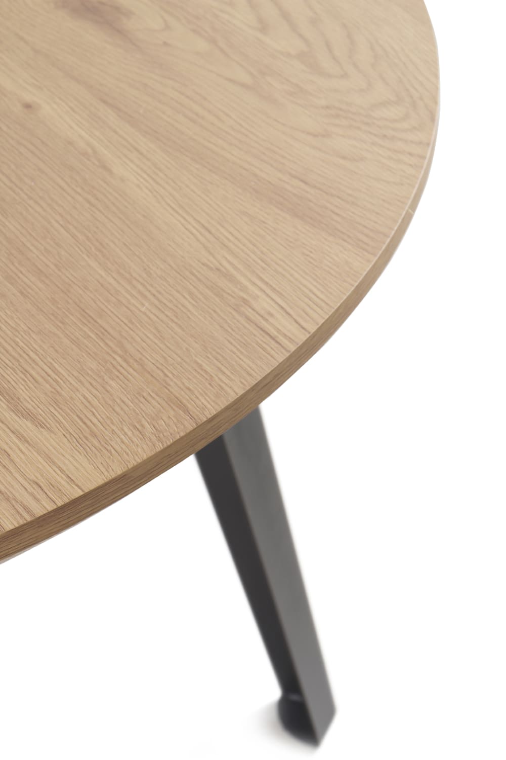 Table en mélaminé effet frêne avec pieds en métal diamètre 110